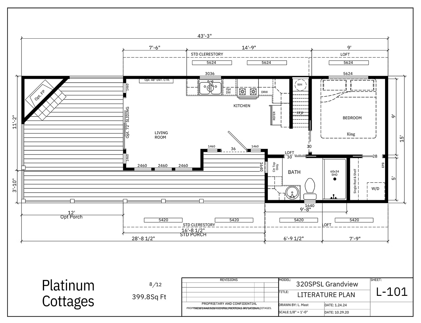 Platinum Cottages Grandview small home floor plan featuring an open layout and efficient modern design.