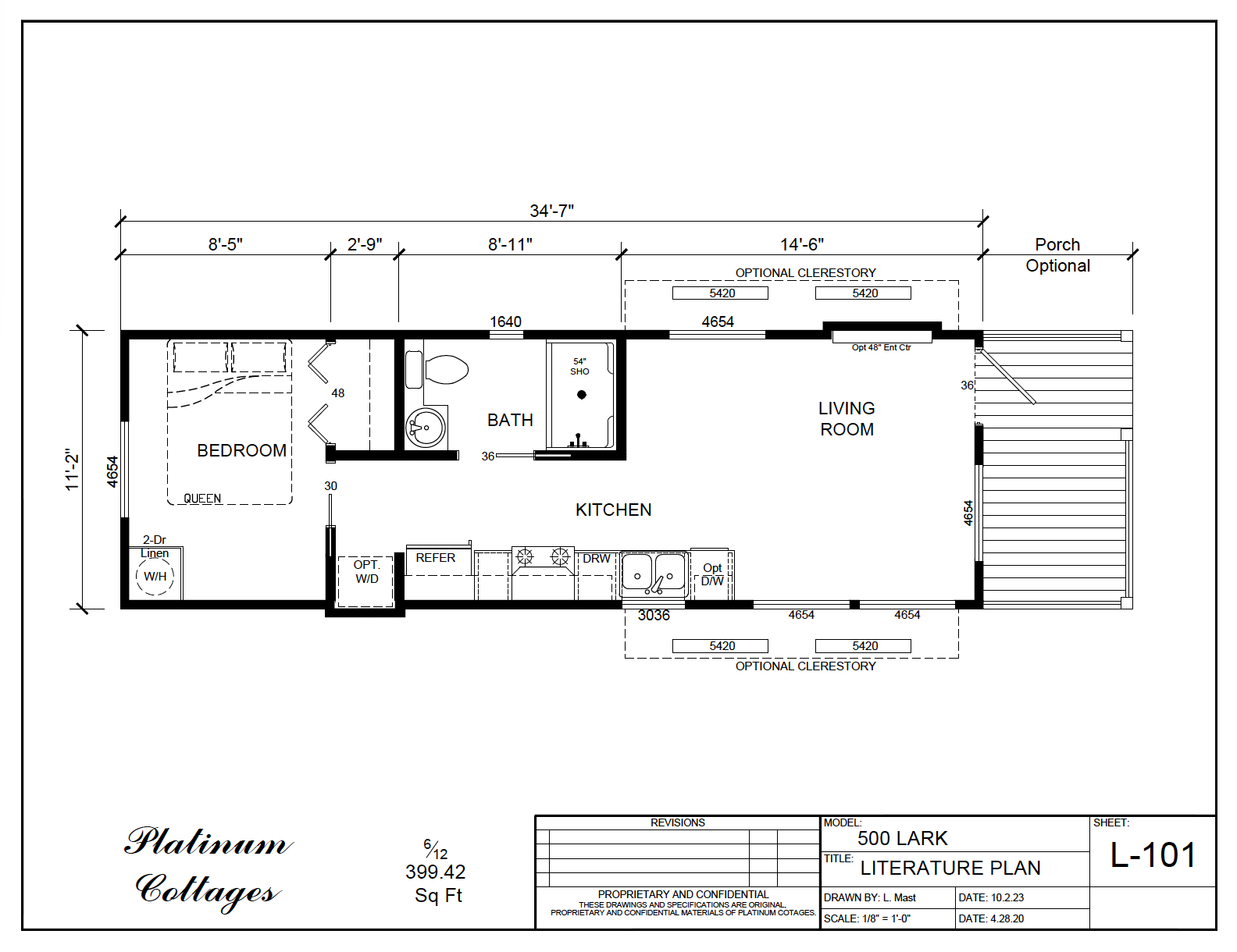 500FP Lark small home model by Platinum Cottages