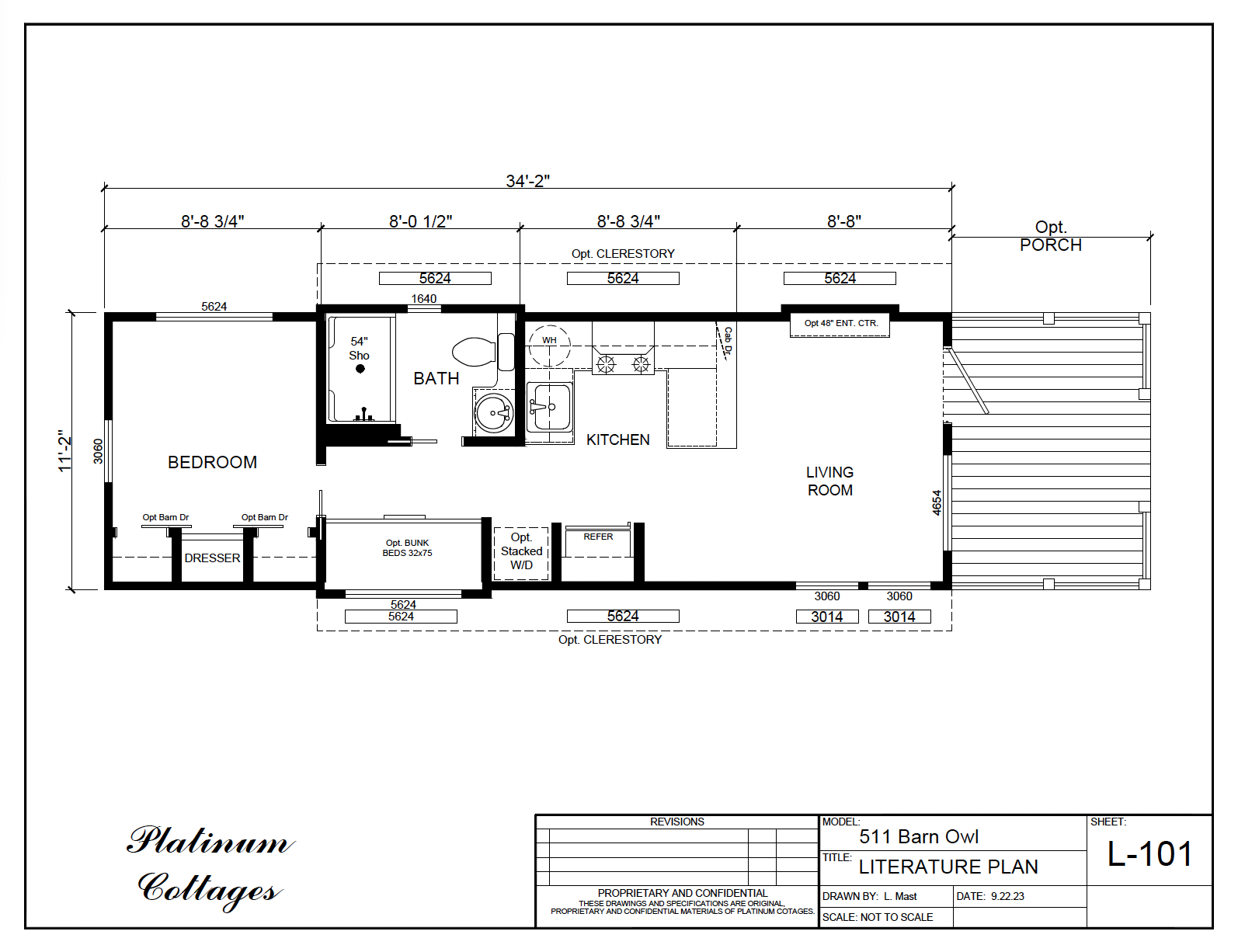 Platinum Cottages 511FP Barn Owl small home floor plan with open layout, efficient design, and modern farmhouse-style details.