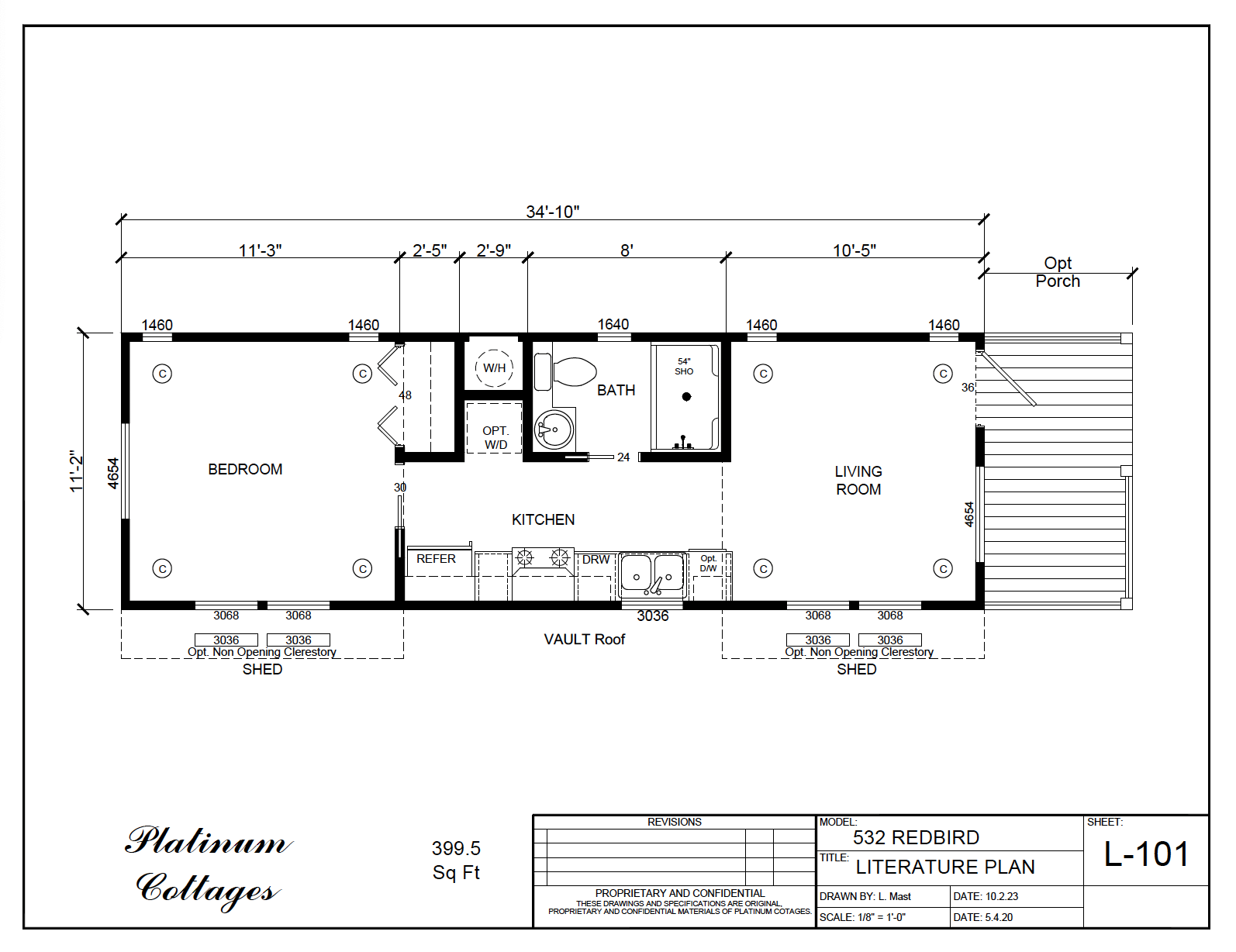 532FP Redbird small home model by Platinum Cottages