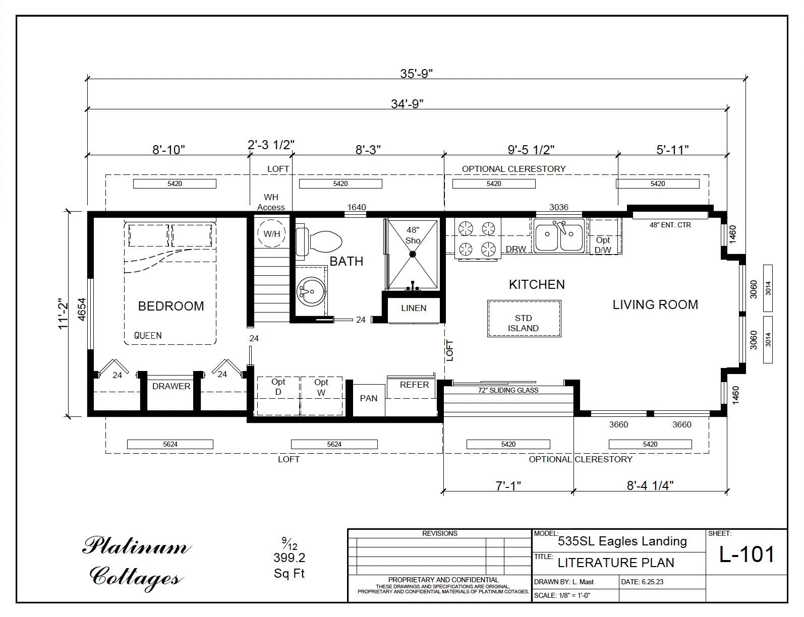 535SL Eagles Landing small home floor plan with open layout, efficient design, and modern cottage-style details.