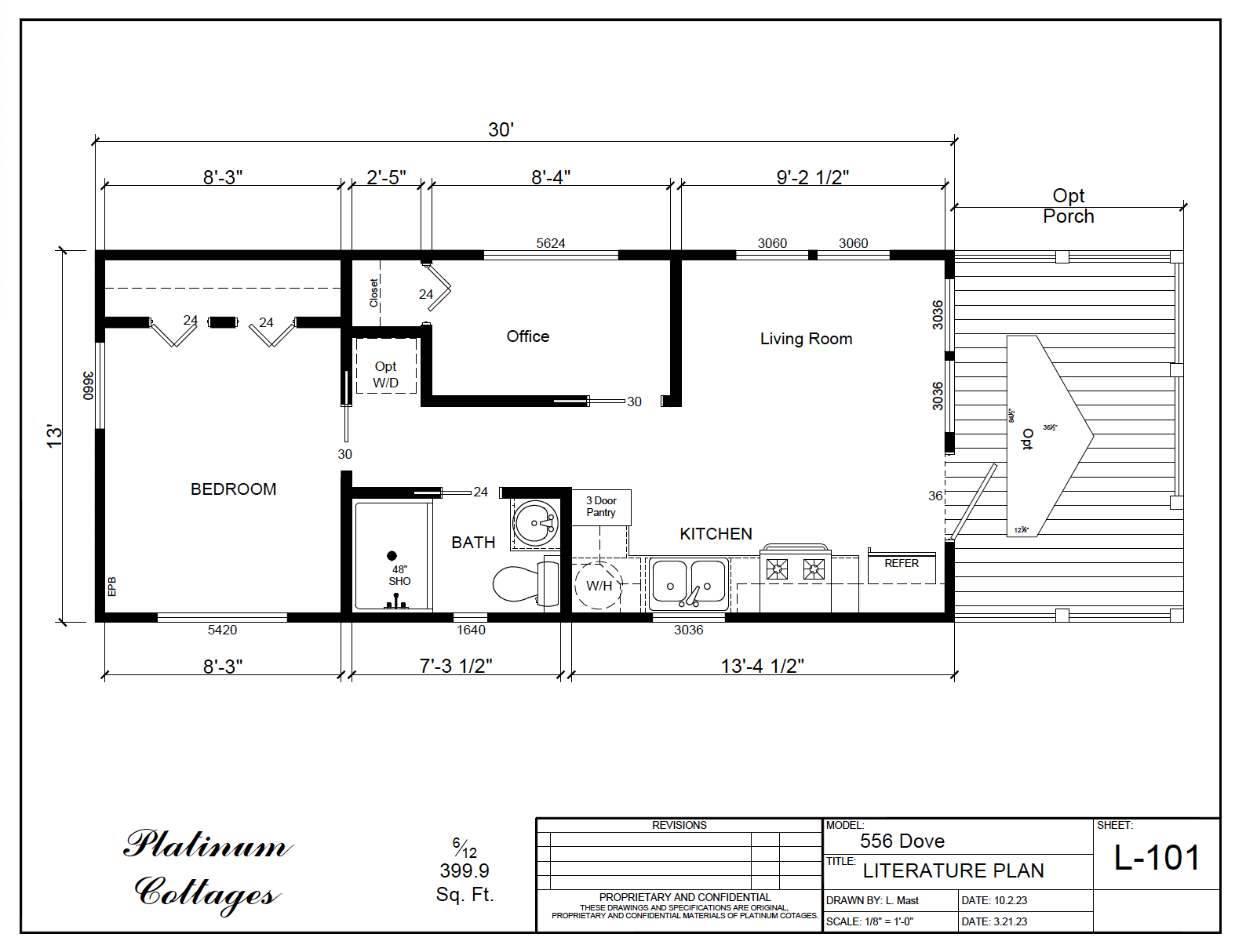 556FP Dove small home floor plan with open layout, efficient design, and modern farmhouse-style details.