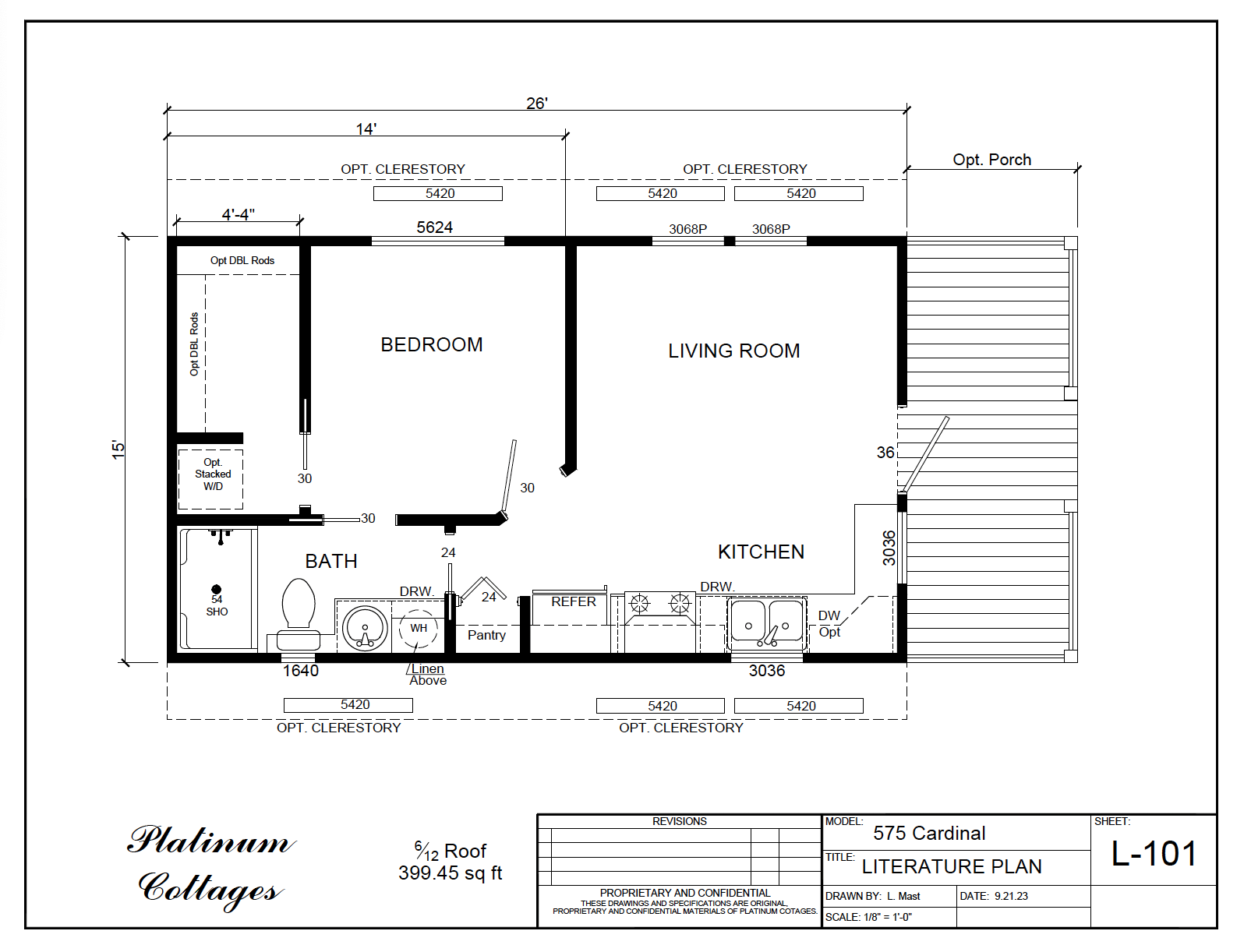 575FP Cardinal small home floor plan with open layout, efficient design, and modern farmhouse-style details.